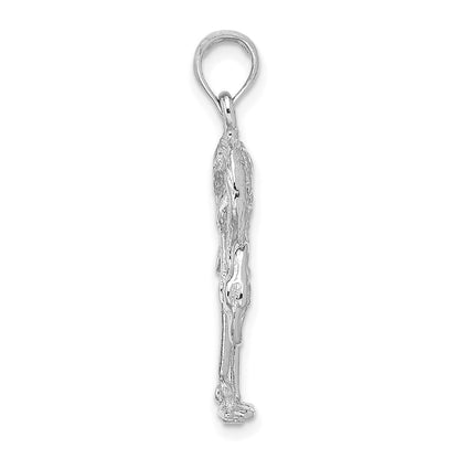 14k White Gold 3-D Textured Flamingo Charm
