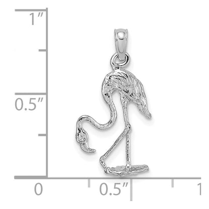 14k White Gold 3-D Textured Flamingo Charm