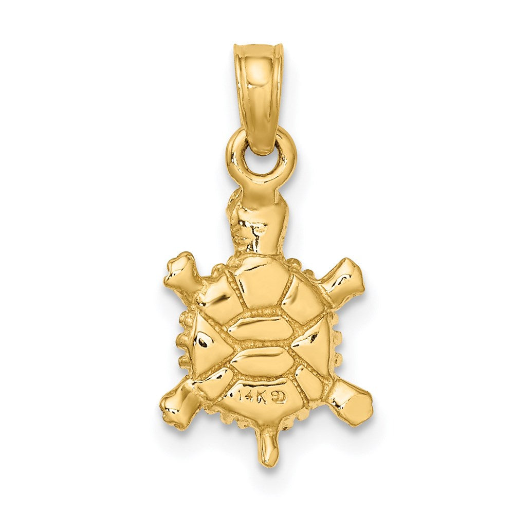 14k Yellow Gold 3-D Polished Land Turtle Charm