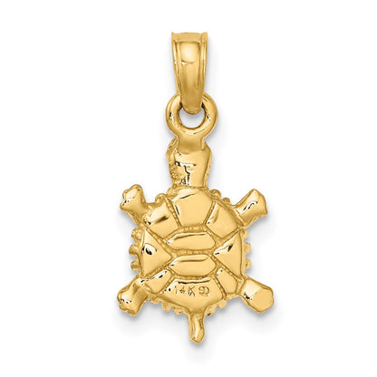 14k Yellow Gold 3-D Polished Land Turtle Charm