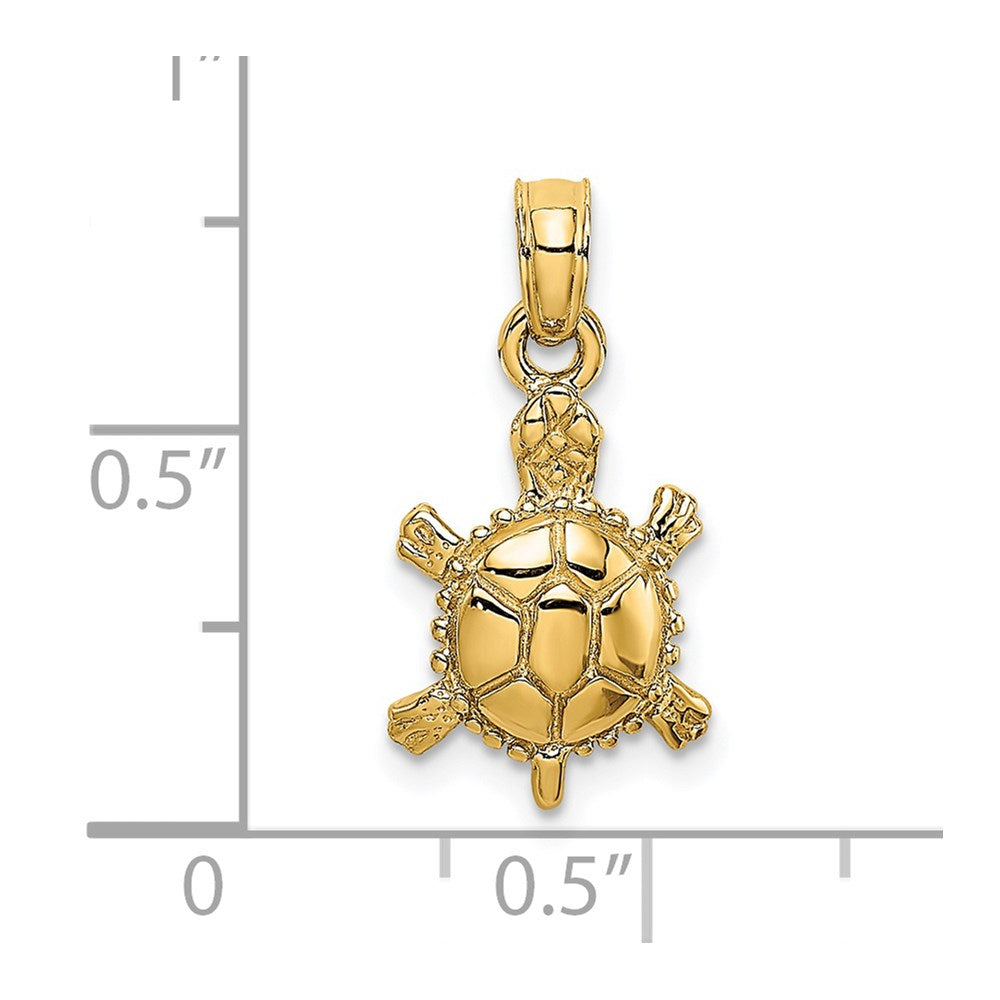 14k Yellow Gold 3-D Polished Land Turtle Charm