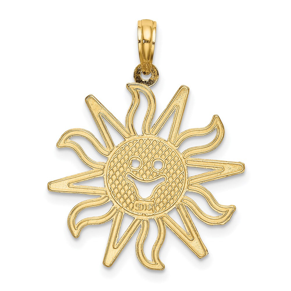 14k Yellow Gold Cut-out Smiling Sun Charm