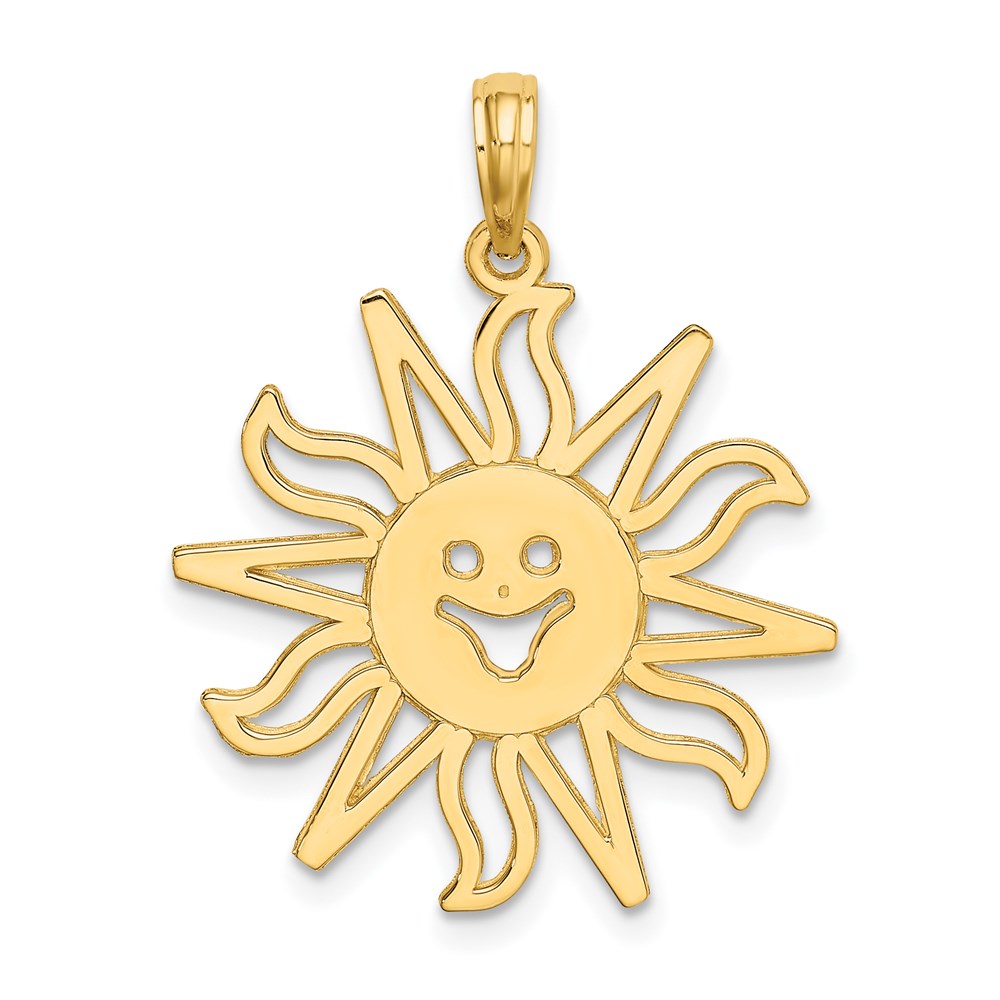 14k Yellow Gold Cut-out Smiling Sun Charm