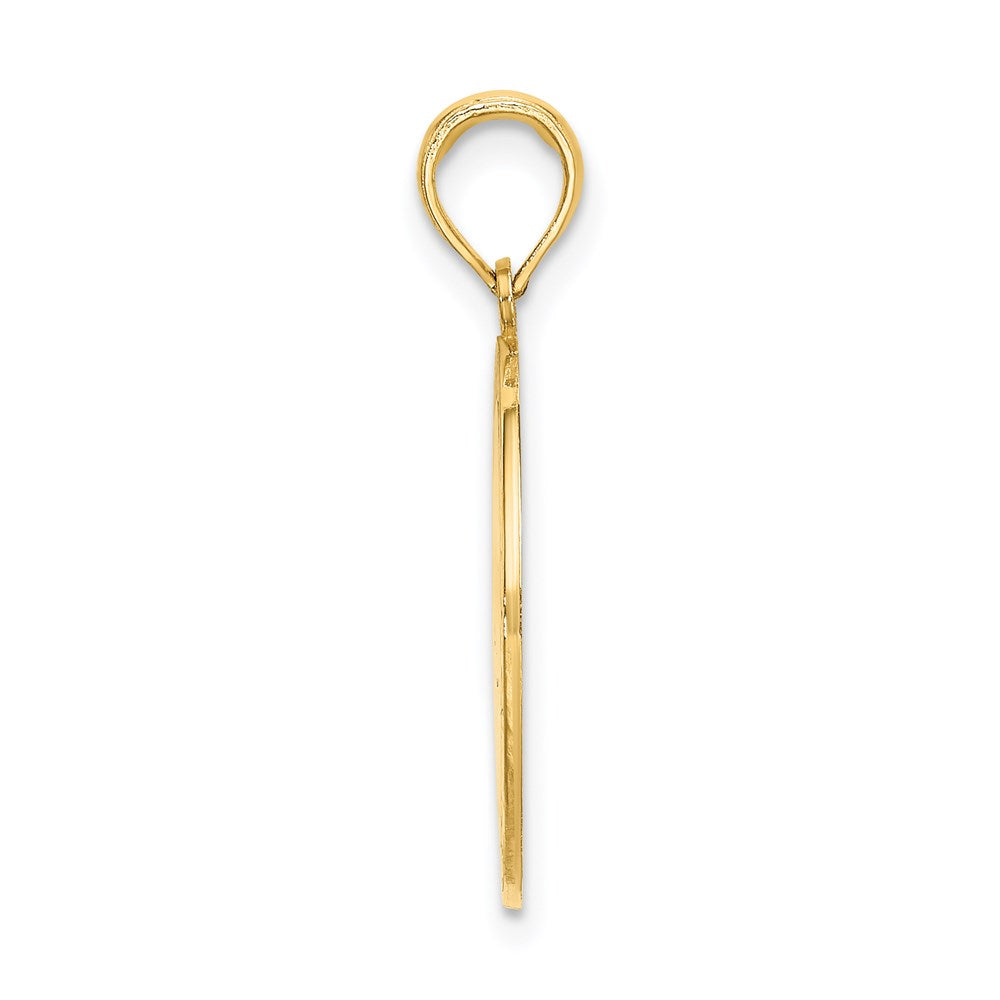 14k Yellow Gold Circle Engraveable Center Charm