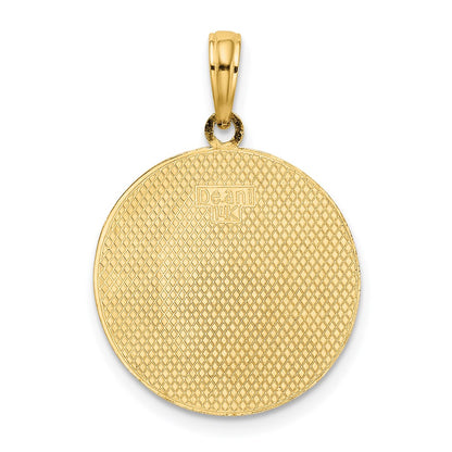 14k Yellow Gold Circle Engraveable Center Charm