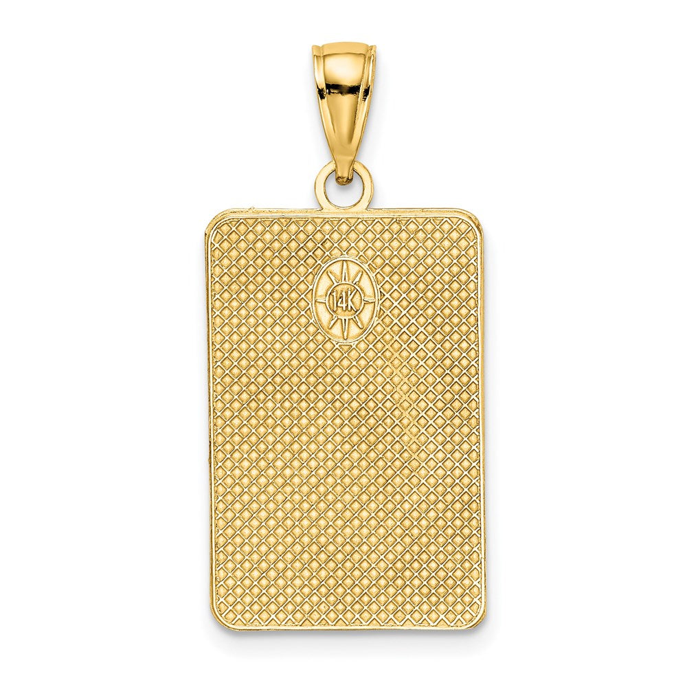 14k Yellow Gold Rectangular Engraved Charm