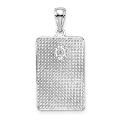 14k White Gold Rectangular Engraved Charm