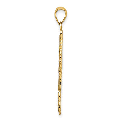 14k Yellow Gold Red Enamel Filigree Cross Charm