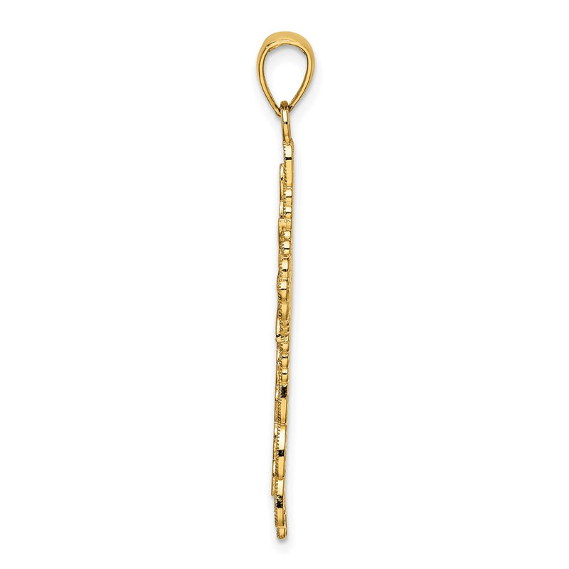 14k Yellow Gold Red Enamel Filigree Cross Charm