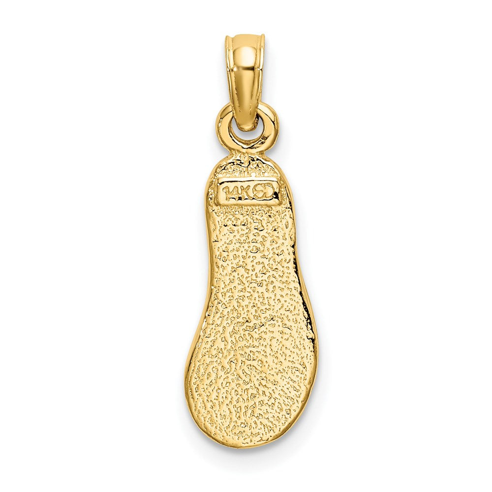 14k Yellow Gold  3D W/ Green Enamel Single Flip-Flop Charm