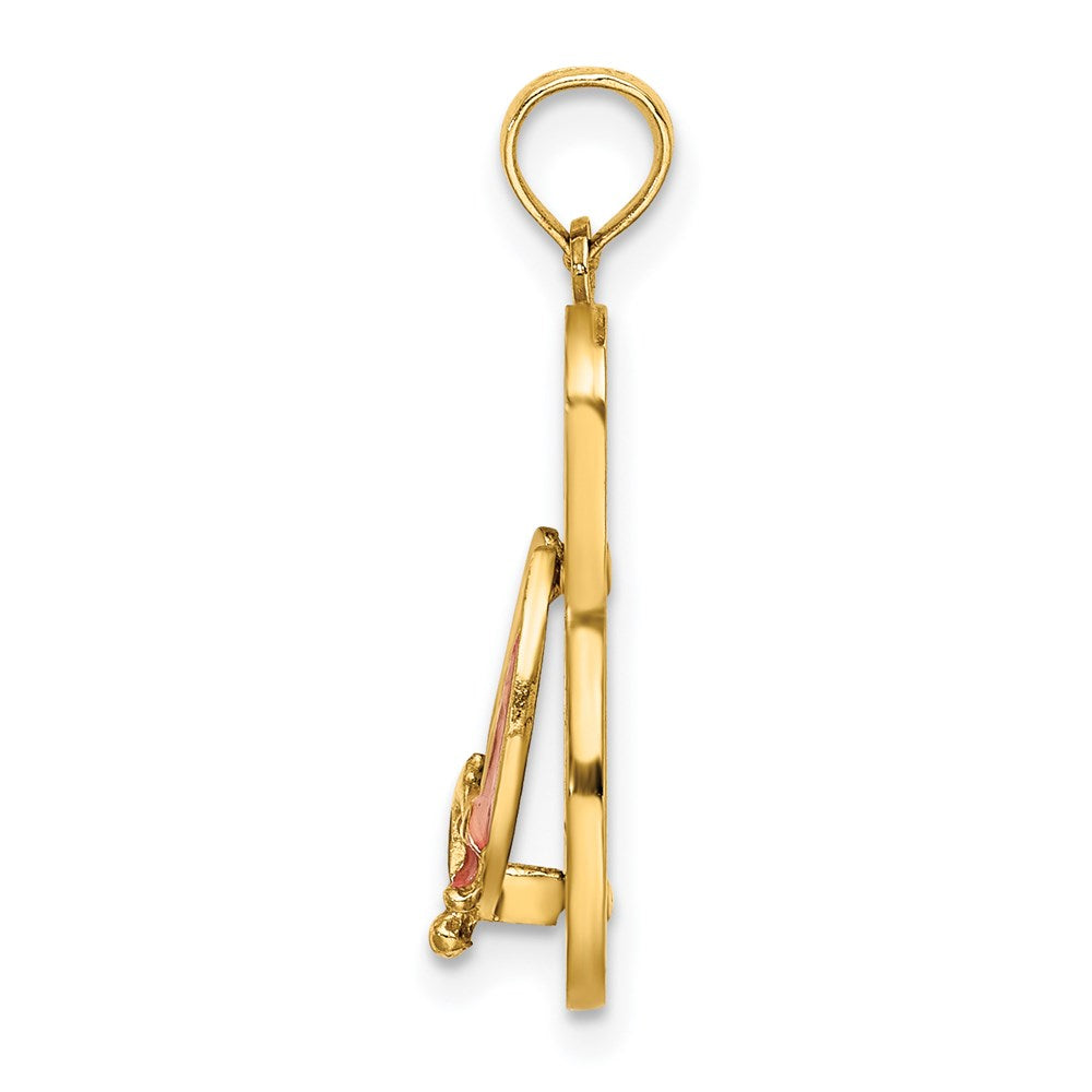 14k Yellow Gold 3D Enamel Anchor On Blue Polka-Dot Flip-Flop Charm
