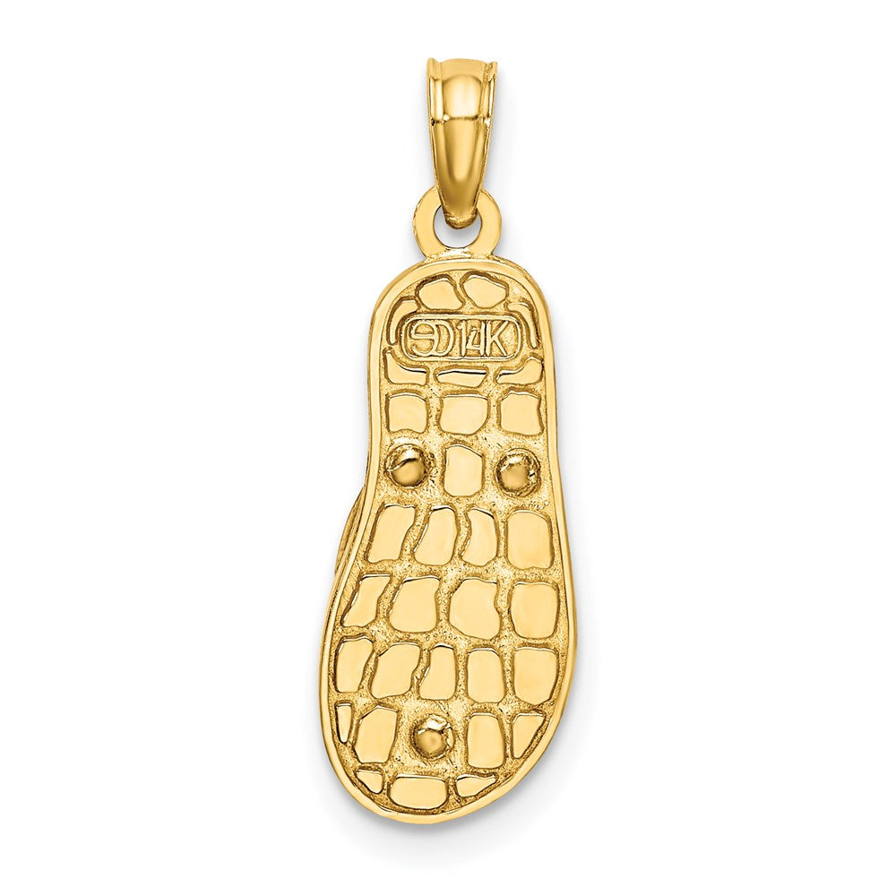 14k Yellow Gold 3D Enamel Anchor On Blue Polka-Dot Flip-Flop Charm