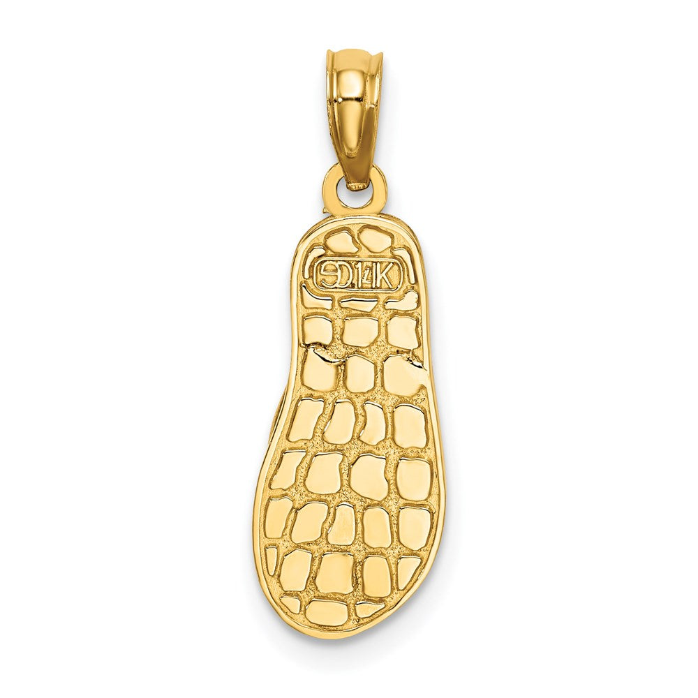 14k Yellow Gold 3D Enamel Pail On Blue Polka-Dot Flip-Flop Charm