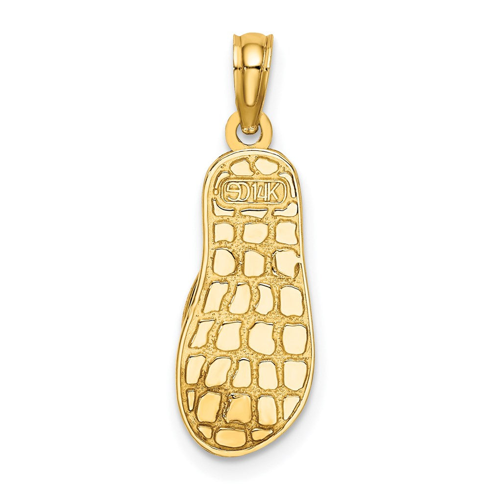 14k Yellow Gold 3D Enamel Anchor On Stripe Flip-Flop Charm