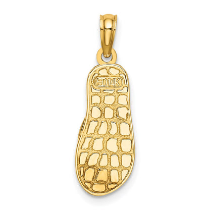 14k Yellow Gold 3D Enamel Anchor On Stripe Flip-Flop Charm