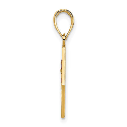 14k Yellow Gold Enameled Textured Back Caduceus Medical Disc