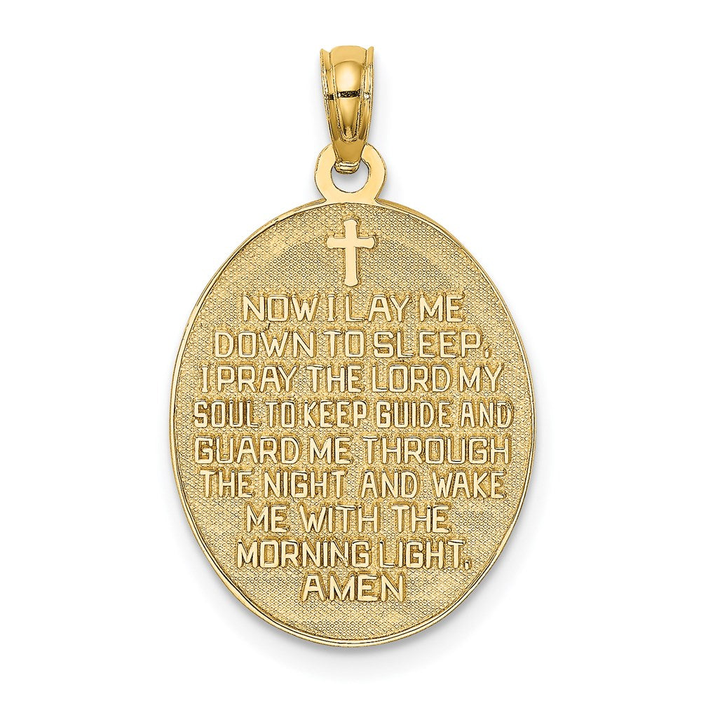 14k Yellow Gold Enameled Reversible CHILDS PRAYER w/Boy Charm