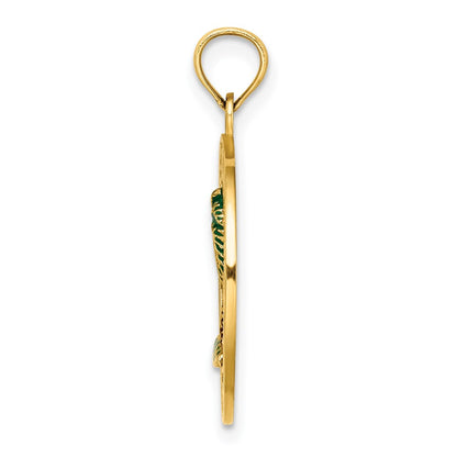 14k Yellow Gold Enameled Palm Tree OCEAN CITY Circle Charm