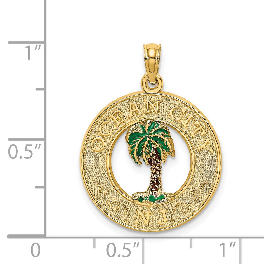 14k Yellow Gold Enamel Palm Tree OCEAN CITY NJ Charm