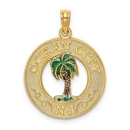 14k Yellow Gold Enamel Palm Tree OCEAN CITY NJ Charm