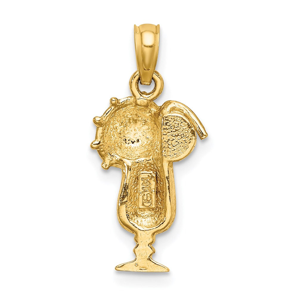 14k Yellow Gold Yellow Enamel Drink w/Multi-Colored Umbrella Charm