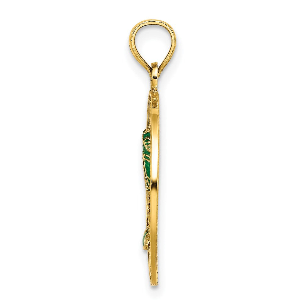 14k Yellow Gold HILTON HEAD Enameled Palm Tree Charm