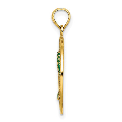 14k Yellow Gold HILTON HEAD Enameled Palm Tree Charm