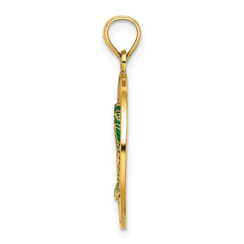 14k Yellow Gold HILTON HEAD Enameled Palm Tree Charm