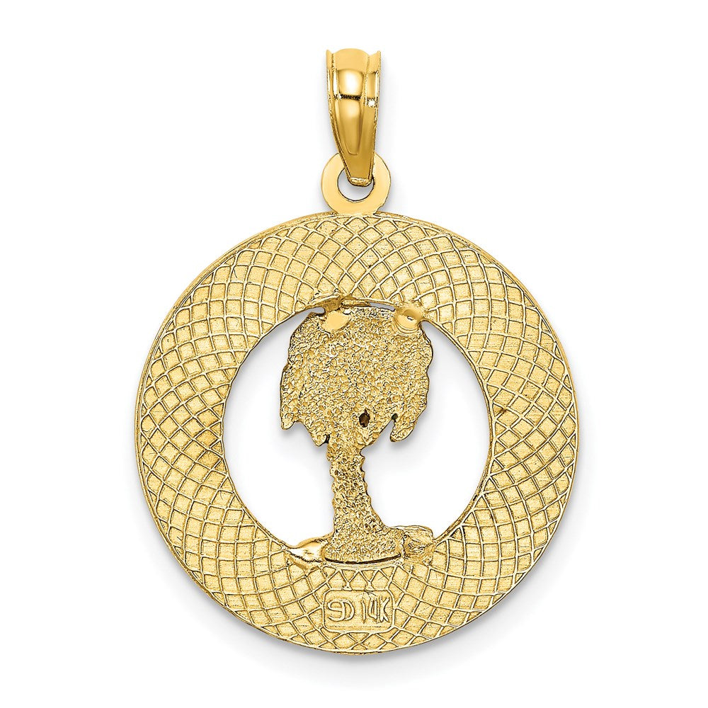 14k Yellow Gold HILTON HEAD Enameled Palm Tree Charm