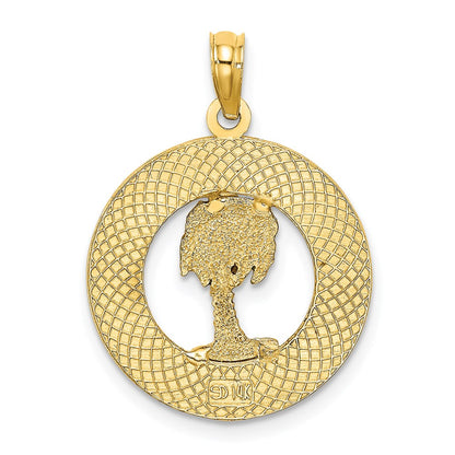 14k Yellow Gold HILTON HEAD Enameled Palm Tree Charm