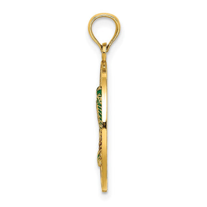 14k Yellow Gold BEAUFORT SC Enameled Palm Tree Charm