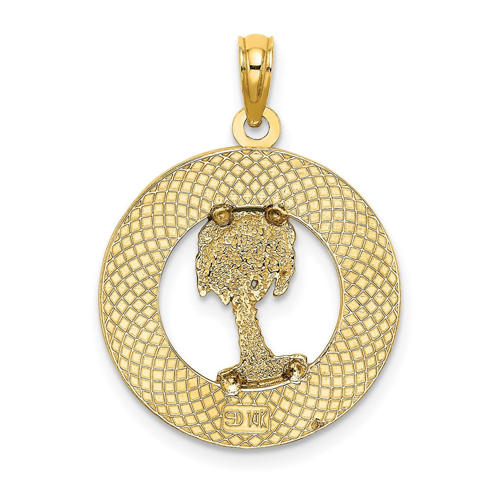 14k Yellow Gold BEAUFORT SC Enameled Palm Tree Charm