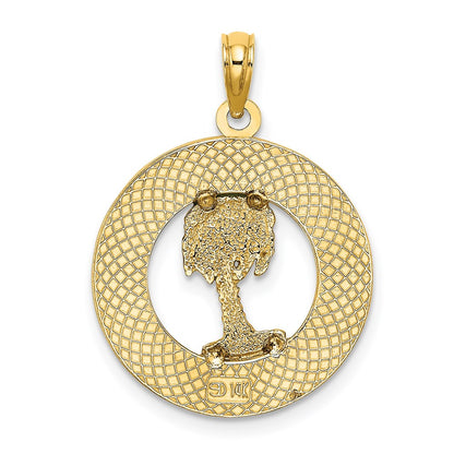 14k Yellow Gold BEAUFORT SC Enameled Palm Tree Charm
