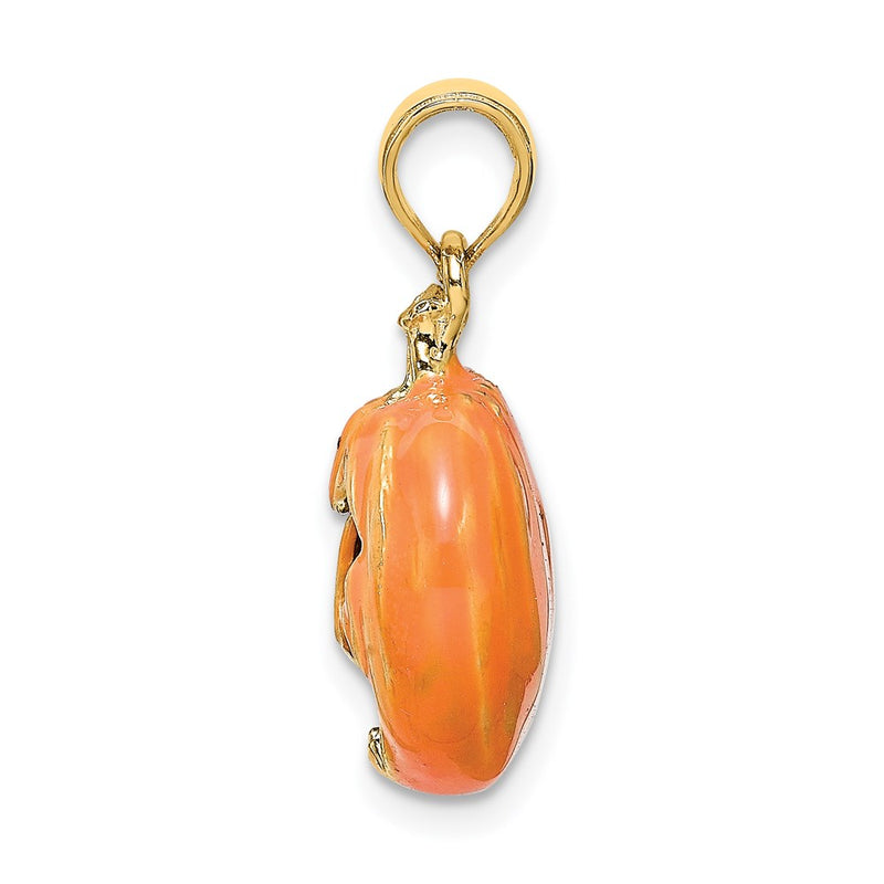 14k Yellow Gold 3-D Enameled Pumpkin w/Black Cat and Moon Charm