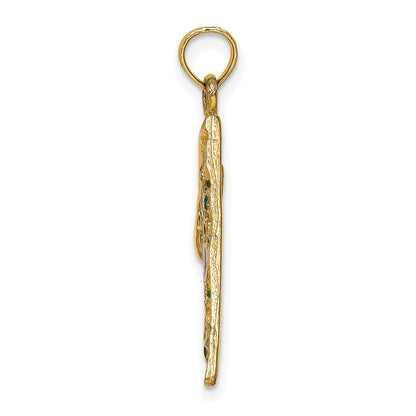 14k Yellow Gold w/Enamel Large Pepperoni Pizza Slice