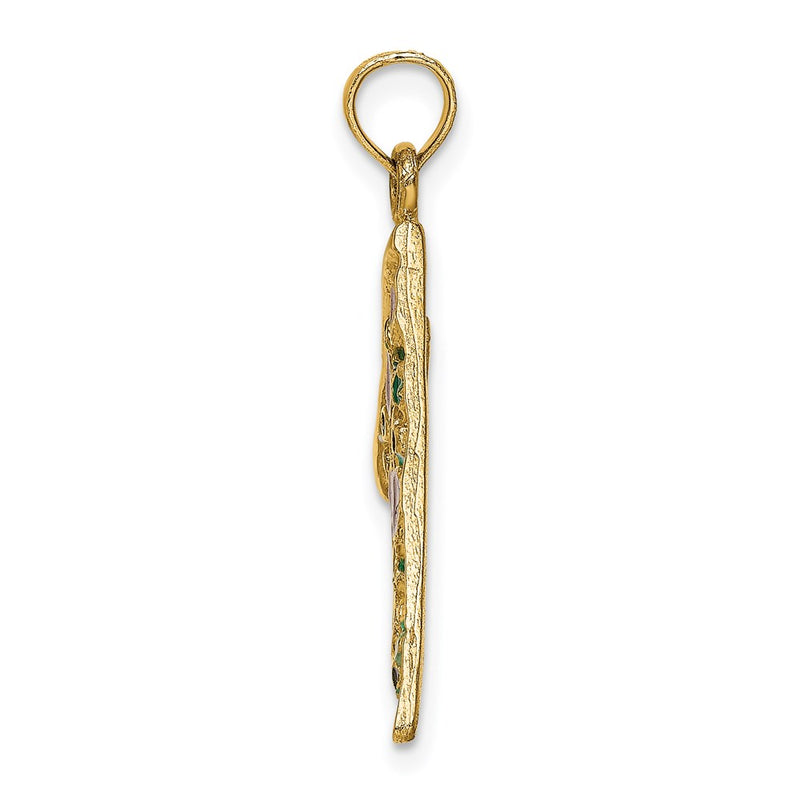 14k Yellow Gold w/Enamel Large Pepperoni Pizza Slice