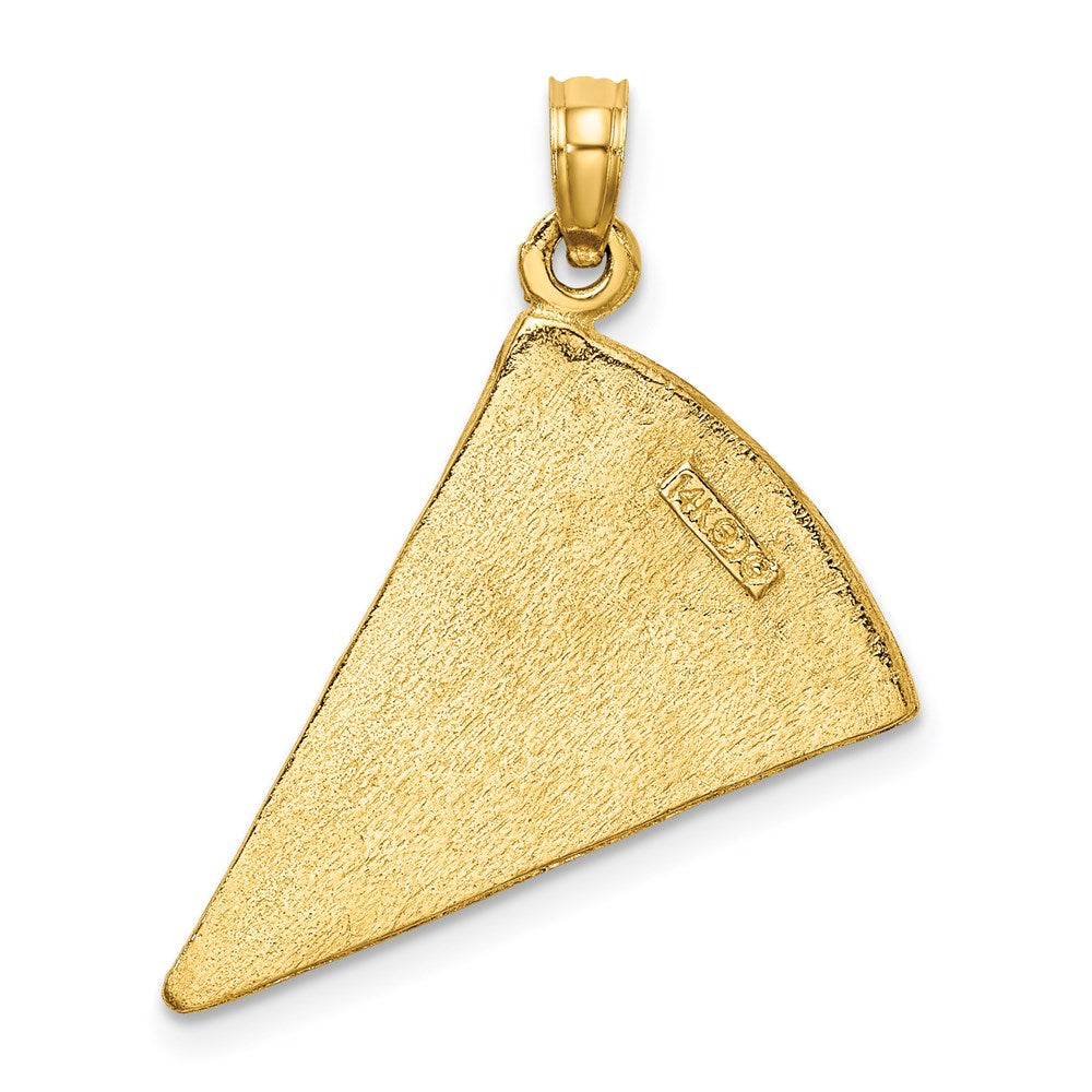 14k Yellow Gold w/Enamel Large Pepperoni Pizza Slice