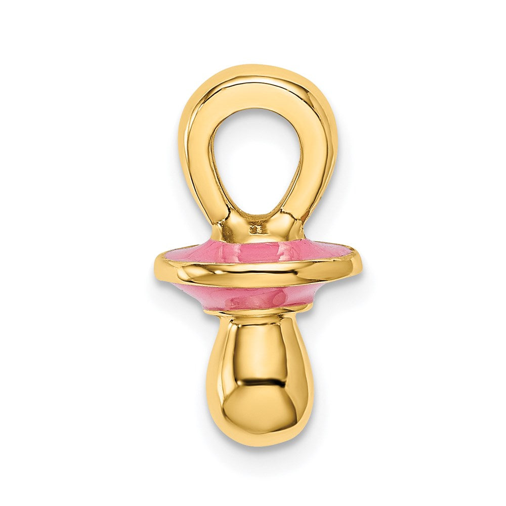 14k Yellow Gold 3-D w/ Pink Enamel Pacifier Charm