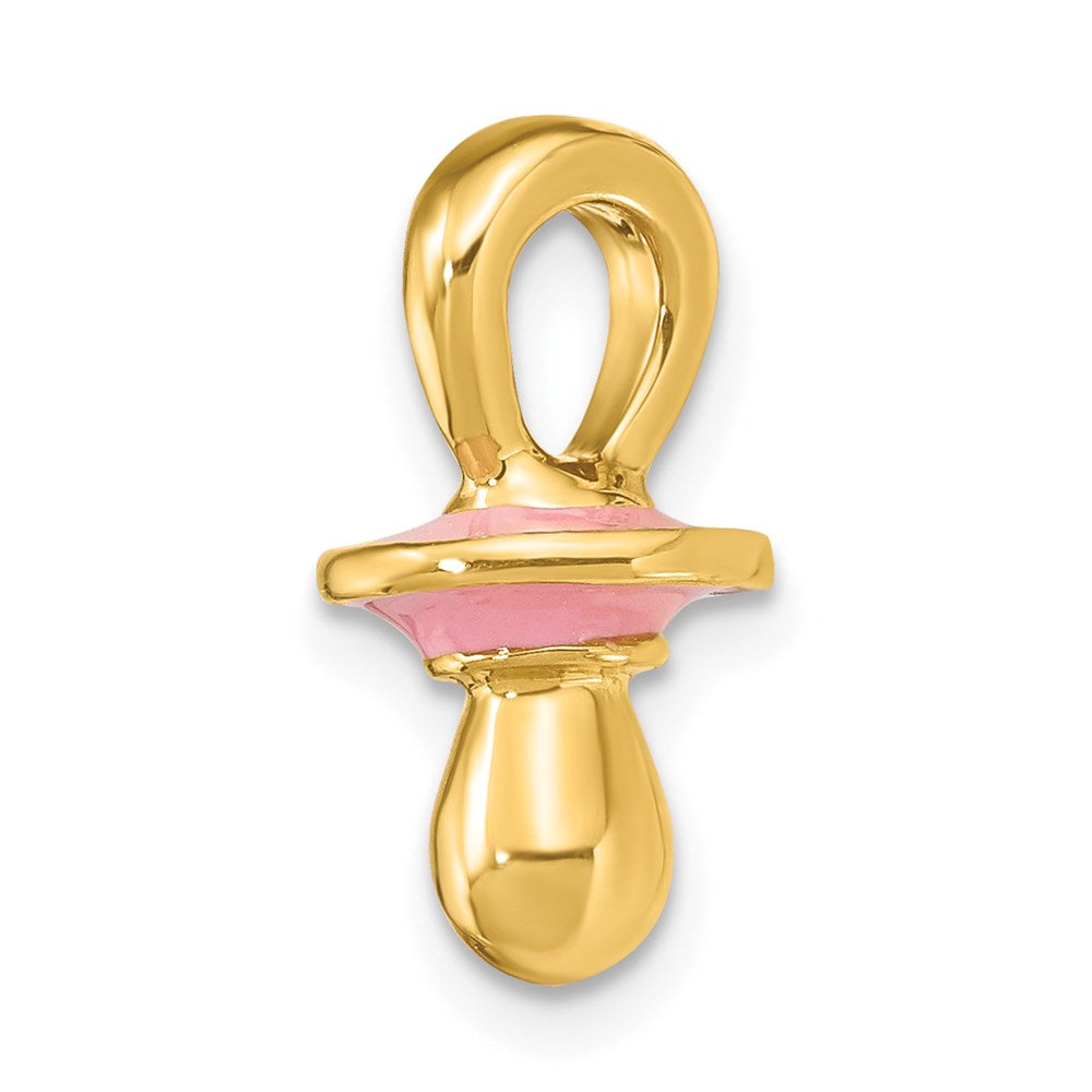 14k Yellow Gold 3-D w/ Pink Enamel Pacifier Charm