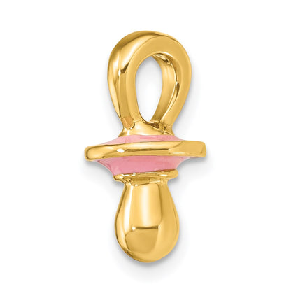 14k Yellow Gold 3-D w/ Pink Enamel Pacifier Charm