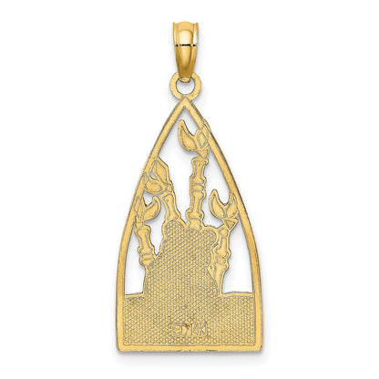 14k Yellow Gold Enamel Panda Bear and Bamboo Charm