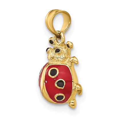 14k Yellow Gold Red Enameled Ladybug Charm