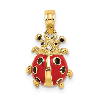 14k Yellow Gold Red Enameled Ladybug Charm