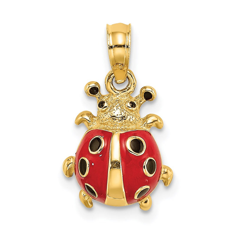 14k Yellow Gold Red Enameled Ladybug Charm