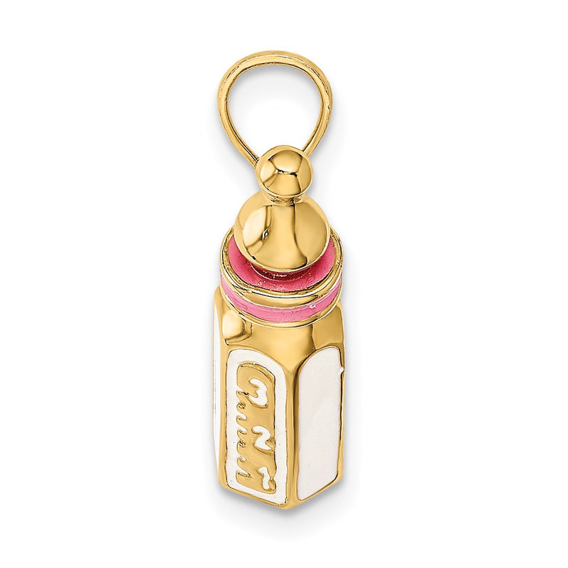 14k Yellow Gold 3-D w/ Enamel Baby Bottle Charm