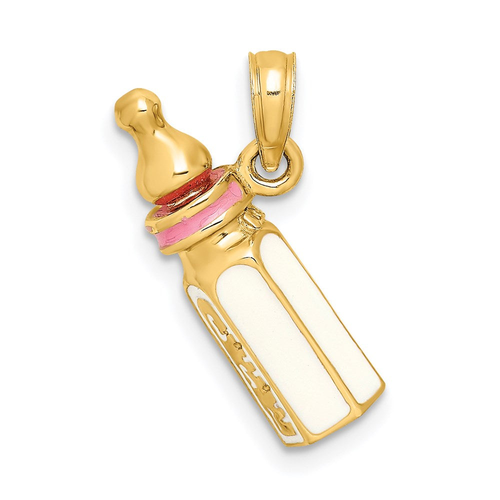 14k Yellow Gold 3-D w/ Enamel Baby Bottle Charm