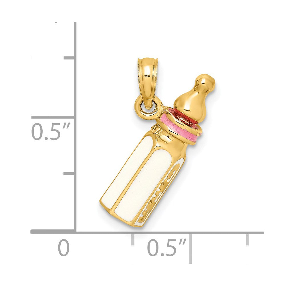 14k Yellow Gold 3-D w/ Enamel Baby Bottle Charm
