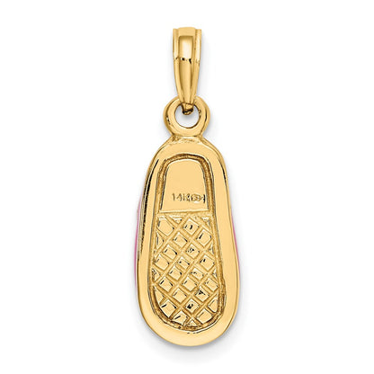 14k Yellow Gold 3-D w/ Pink Enamel Baby Shoe Charm