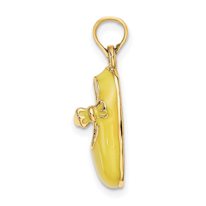 14k Yellow Gold 3-D w/ Yellow Enamel Baby Shoe Charm