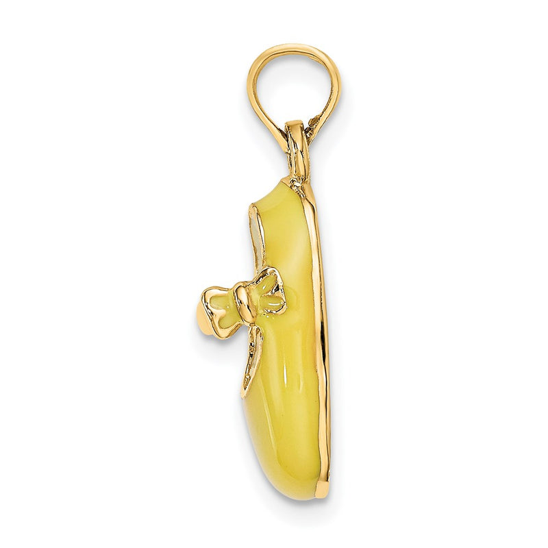 14k Yellow Gold 3-D w/ Yellow Enamel Baby Shoe Charm